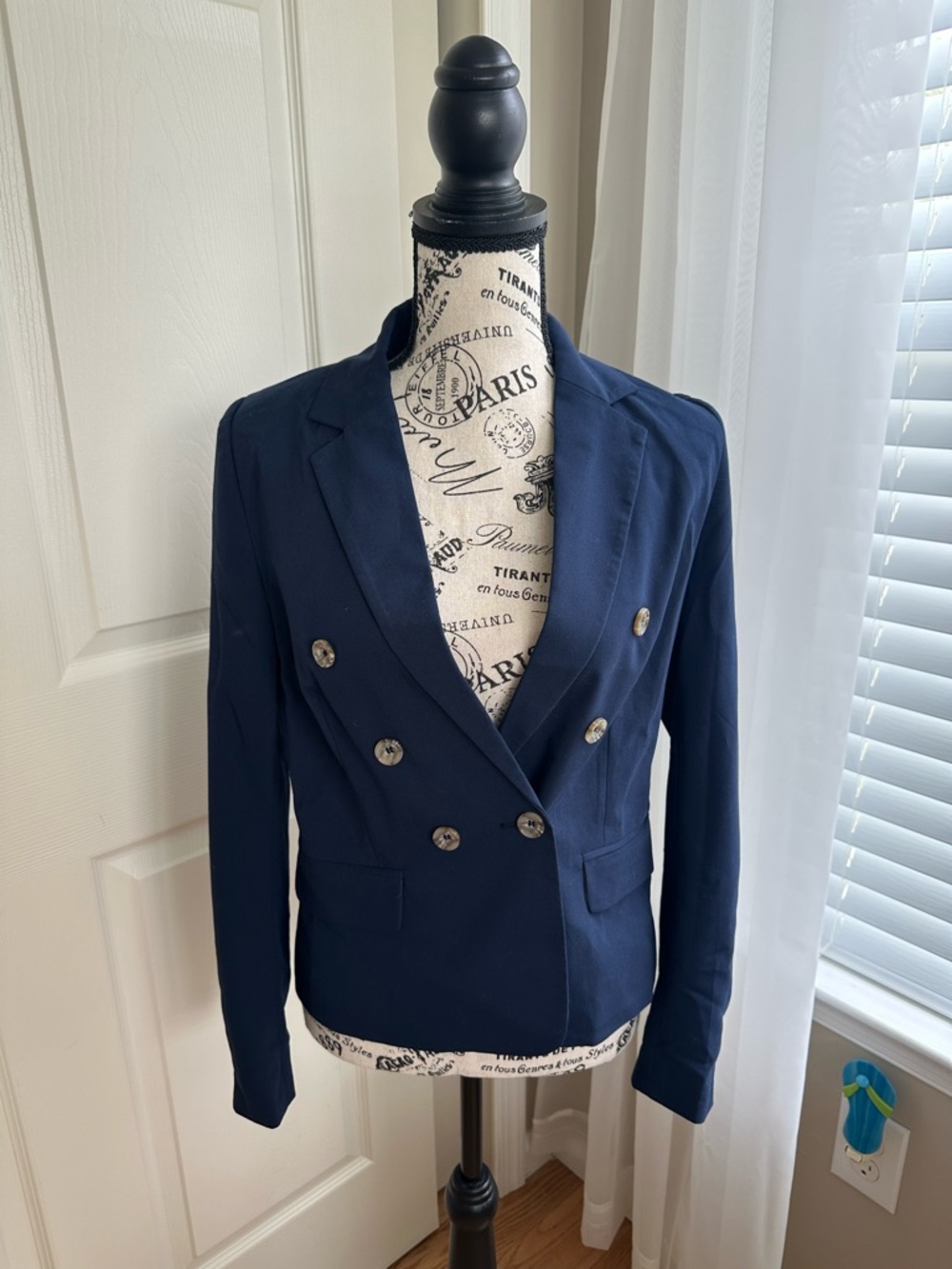 NWT Navy Blue Double-Breasted Blazer Jacket